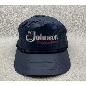 VTG‎ SC Johnson Nylon Trucker Hat Mens Snapback OSFM Blue Rope Medicine Doctors